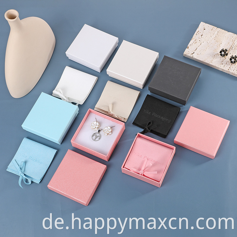 Recyclingschmuck Custom Logo bedruckter Schmuck Verpackung Boxen Schmuck weiße Schubladen Papierbox Geschenk Schiebet Set